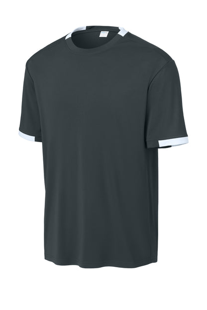Sport-Tek Club Short Sleeve Crew ST440 Iron Grey/ White