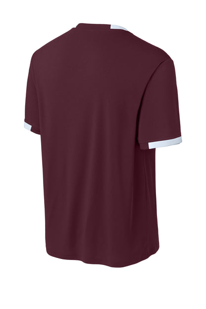 Sport-Tek Club Short Sleeve Crew ST440 Maroon/ White