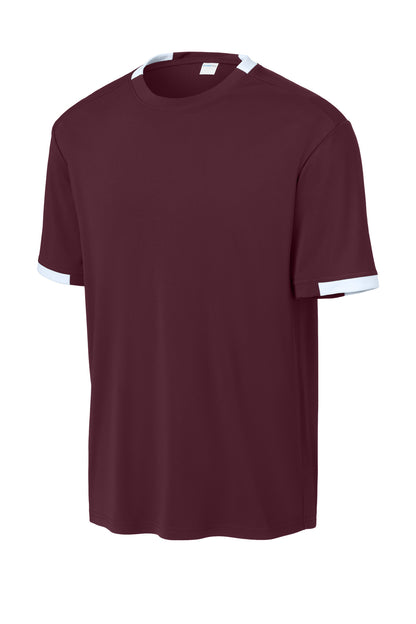 Sport-Tek Club Short Sleeve Crew ST440 Maroon/ White