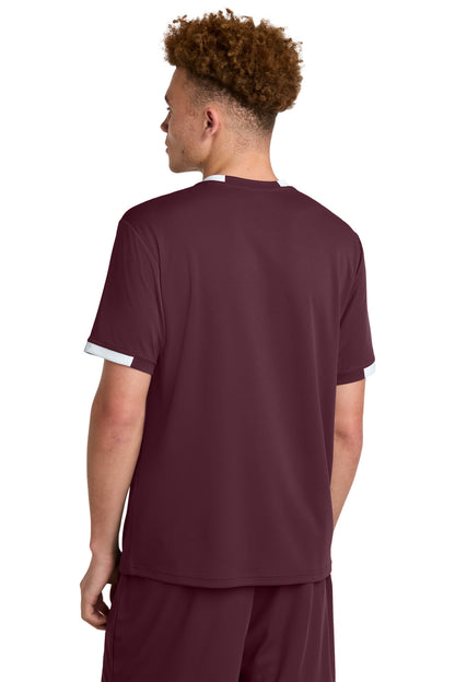 Sport-Tek Club Short Sleeve Crew ST440 Maroon/ White