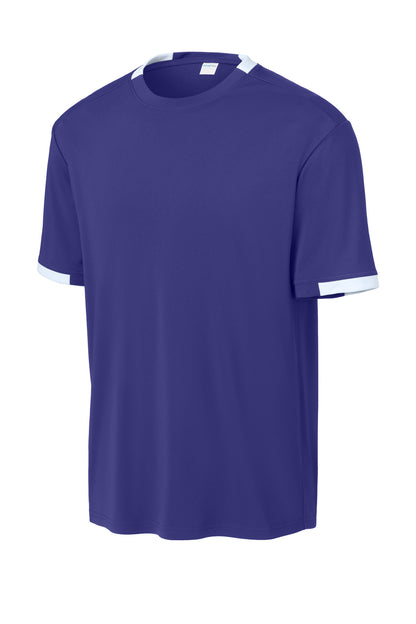 Sport-Tek Club Short Sleeve Crew ST440 Purple/ White