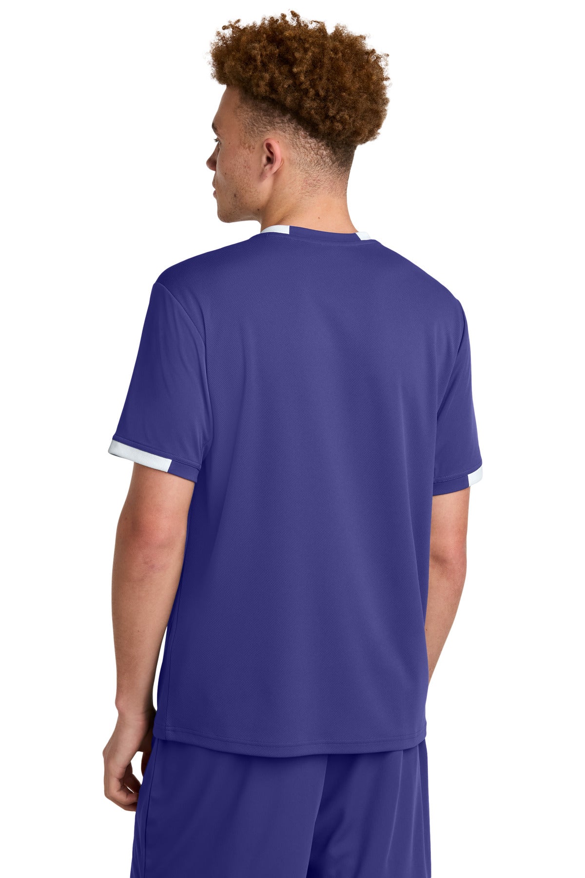 Sport-Tek Club Short Sleeve Crew ST440 Purple/ White