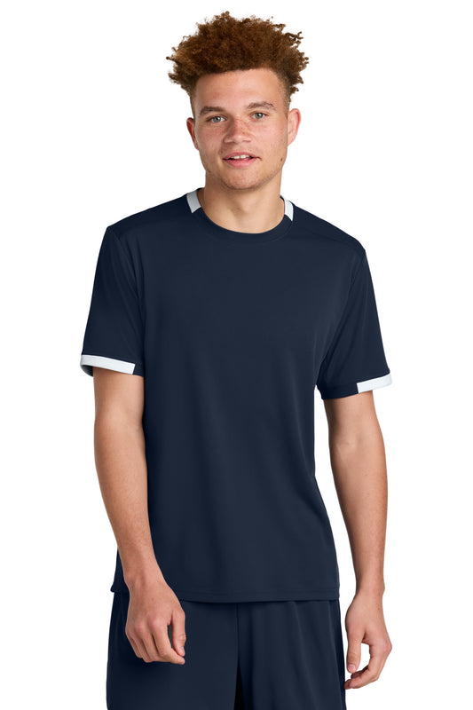 Sport-Tek Club Short Sleeve Crew ST440 True Navy/ White