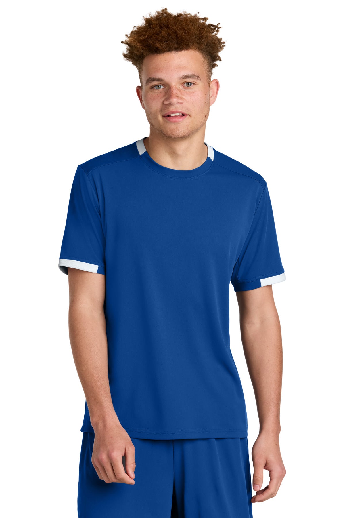 Sport-Tek Club Short Sleeve Crew ST440 True Royal/ White