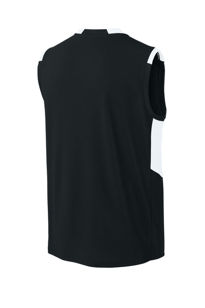 Sport-Tek Club Sleeveless V-Neck ST441 Black/ White