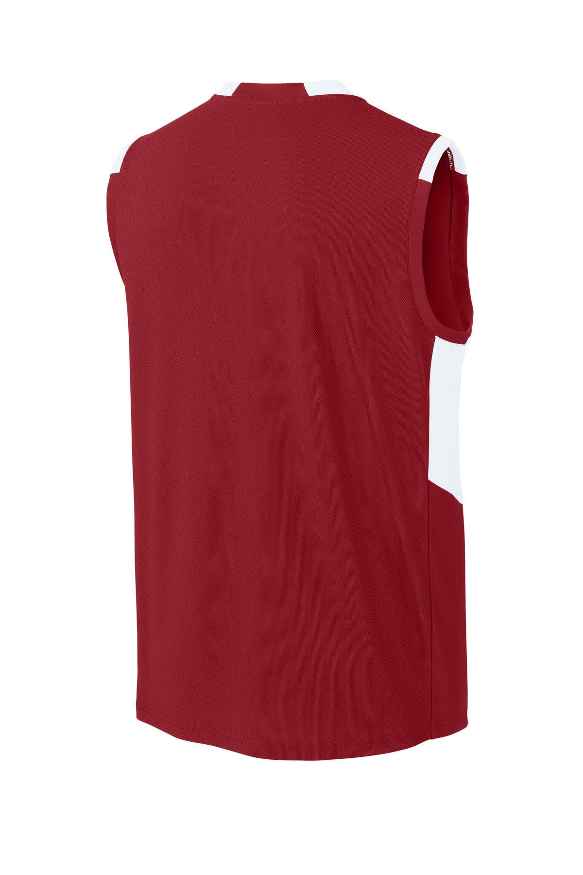 Sport-Tek Club Sleeveless V-Neck ST441 Deep Red/ White