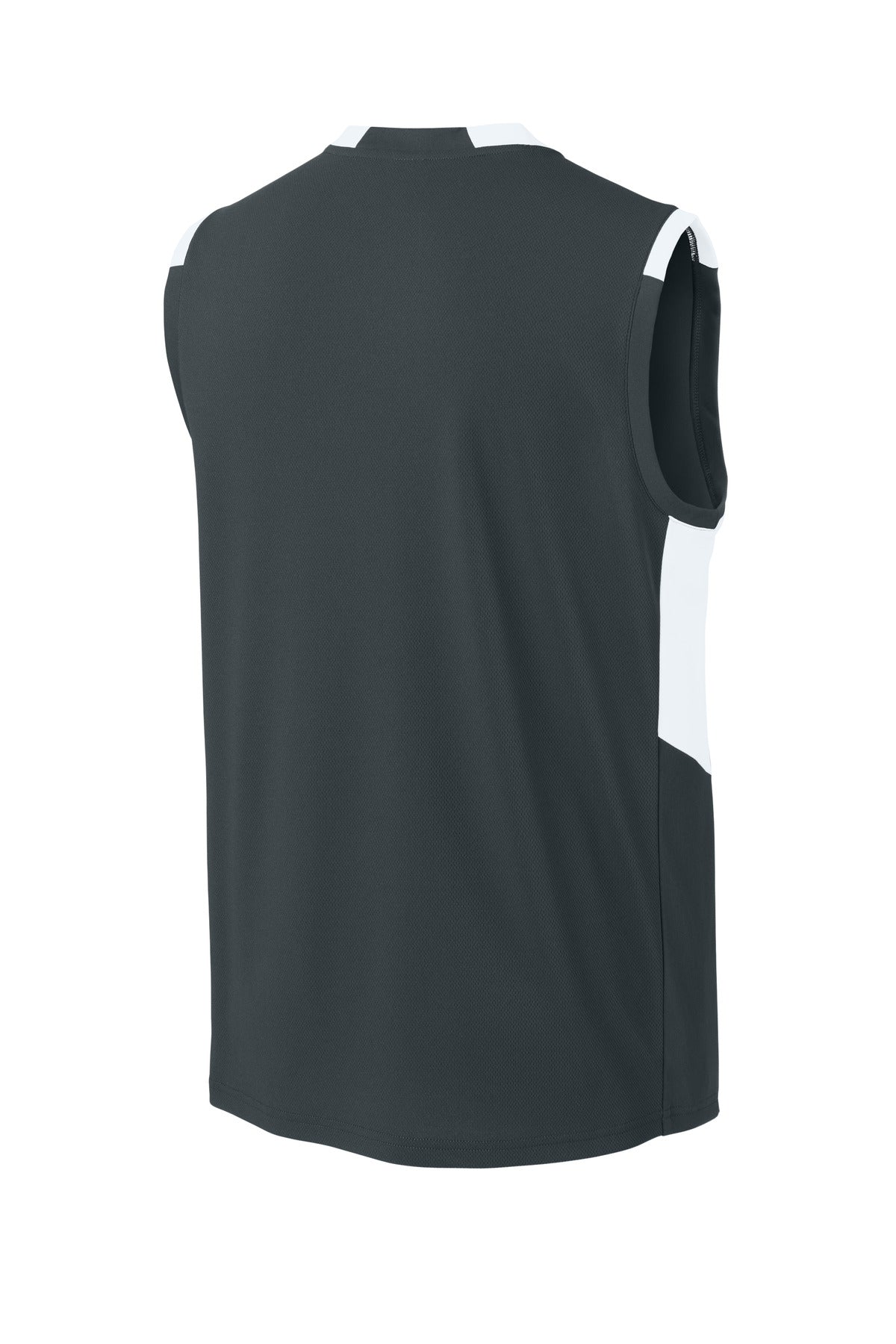 Sport-Tek Club Sleeveless V-Neck ST441 Iron Grey/ White