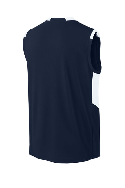 Sport-Tek Club Sleeveless V-Neck ST441 True Navy/ White