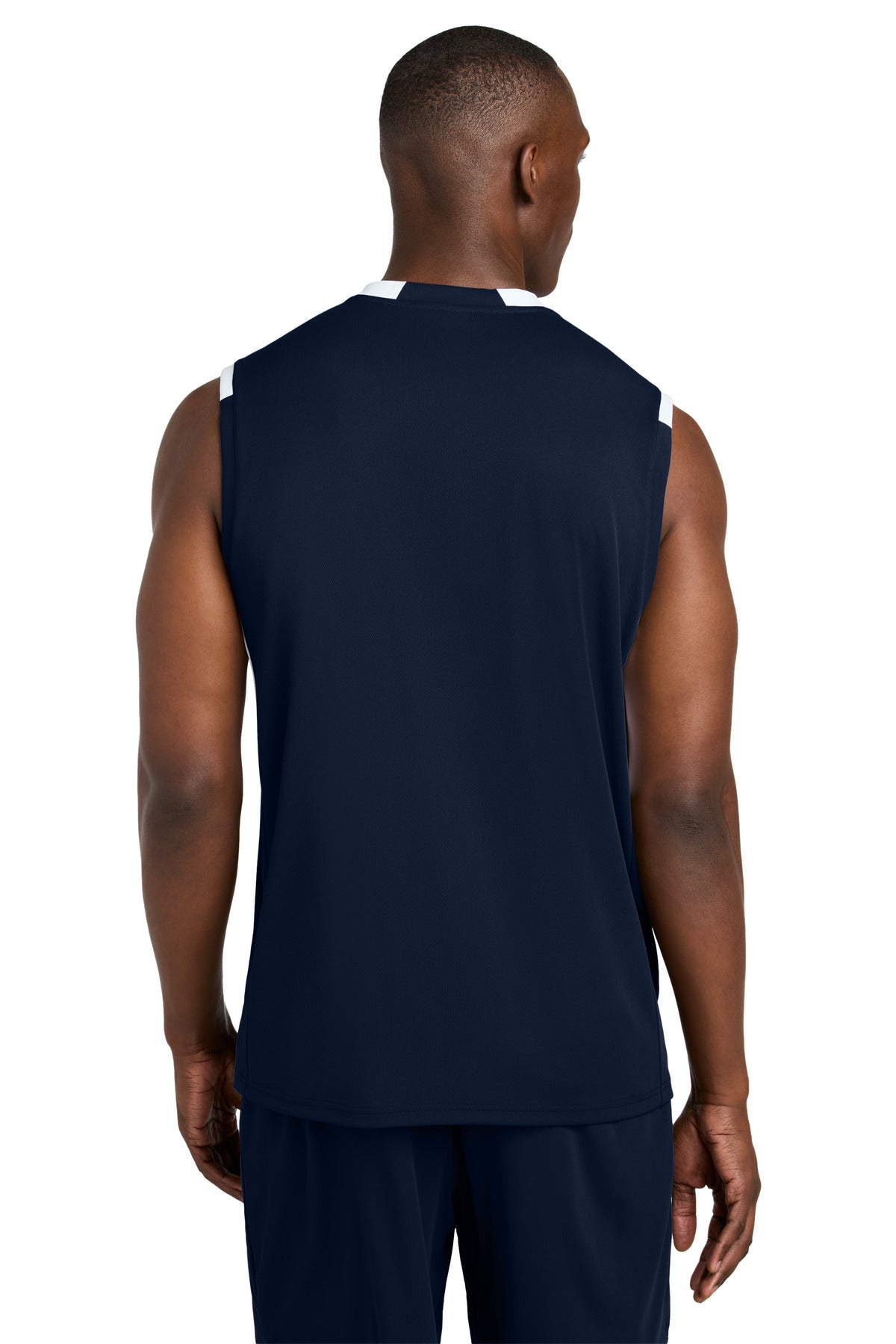 Sport-Tek Club Sleeveless V-Neck ST441 True Navy/ White