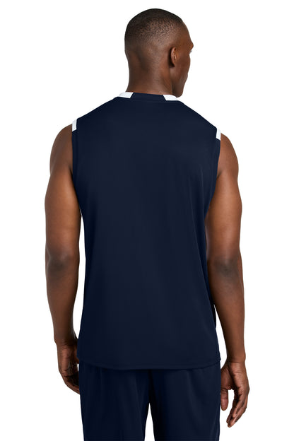 Sport-Tek Club Sleeveless V-Neck ST441 True Navy/ White