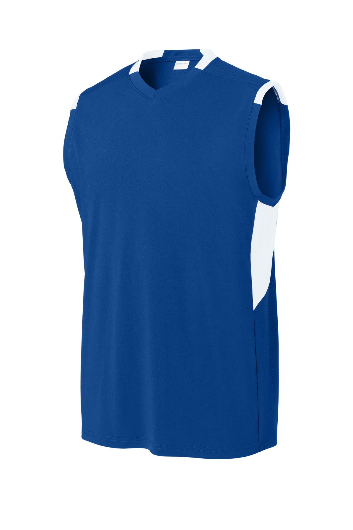 Sport-Tek Club Sleeveless V-Neck ST441 True Royal/ White