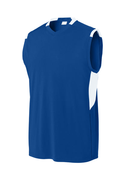 Sport-Tek Club Sleeveless V-Neck ST441 True Royal/ White