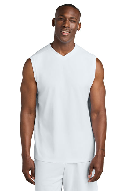 Sport-Tek Club Sleeveless V-Neck ST441 White/ White
