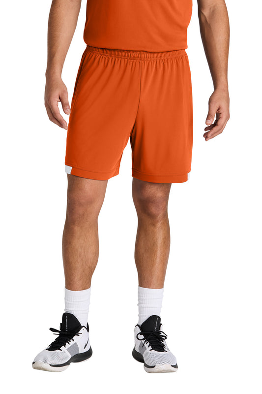 Sport-Tek Club 7 Short ST442 Deep Orange/ White