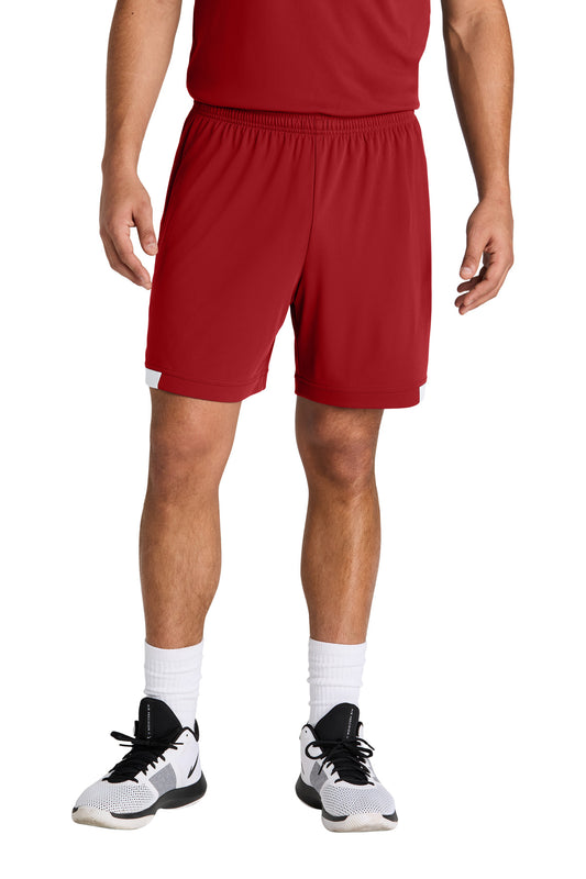 Sport-Tek Club 7 Short ST442 Deep Red/ White