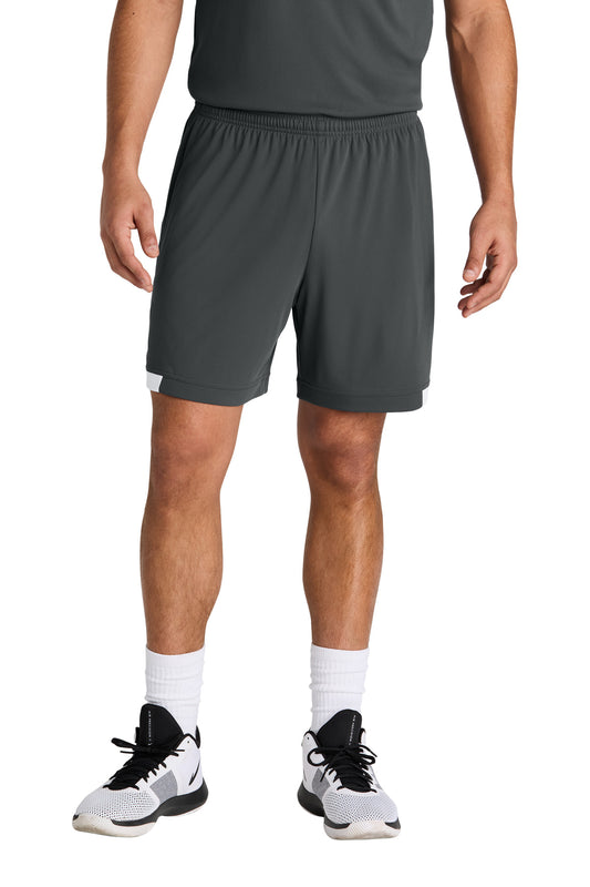 Sport-Tek Club 7 Short ST442 Iron Grey/ White