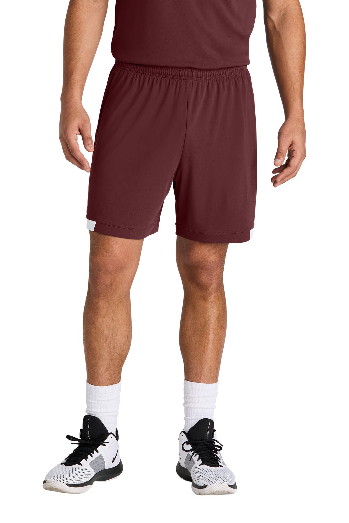 Sport-Tek Club 7 Short ST442 Maroon/ White