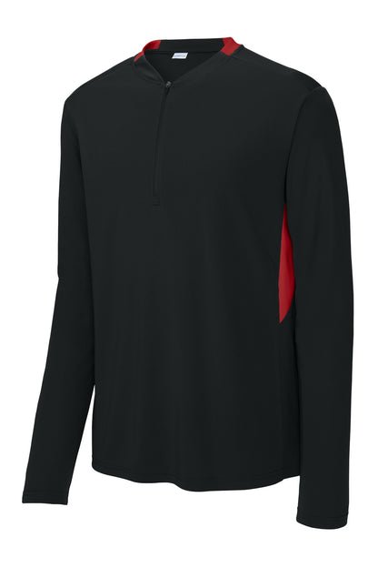 Sport-Tek Club 1/4-Zip Pullover ST443 Black/ Deep Red