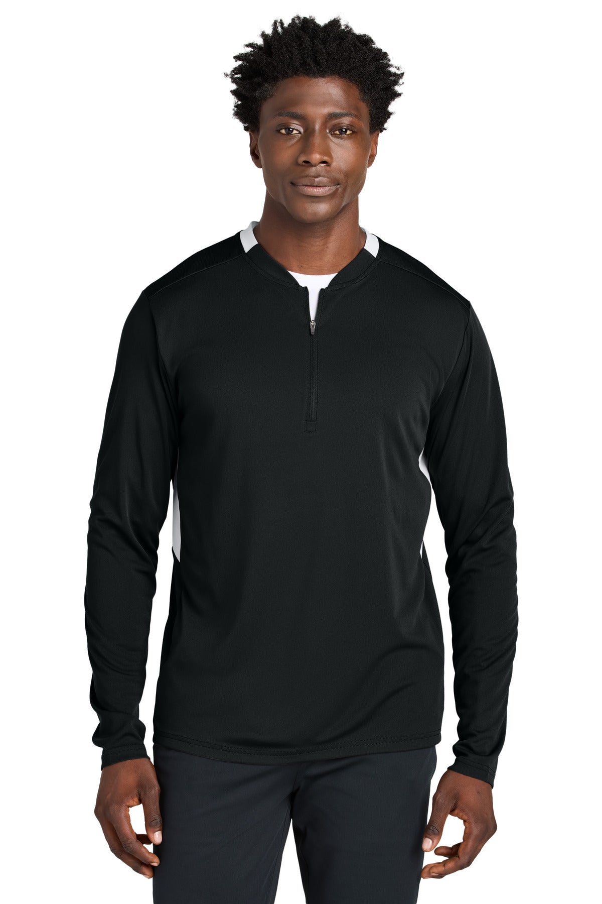 Sport-Tek Club 1/4-Zip Pullover ST443 Black/ White