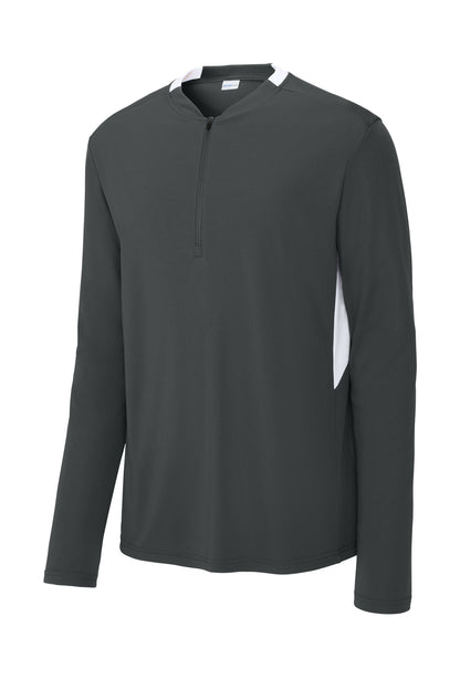 Sport-Tek Club 1/4-Zip Pullover ST443 Iron Grey/ White