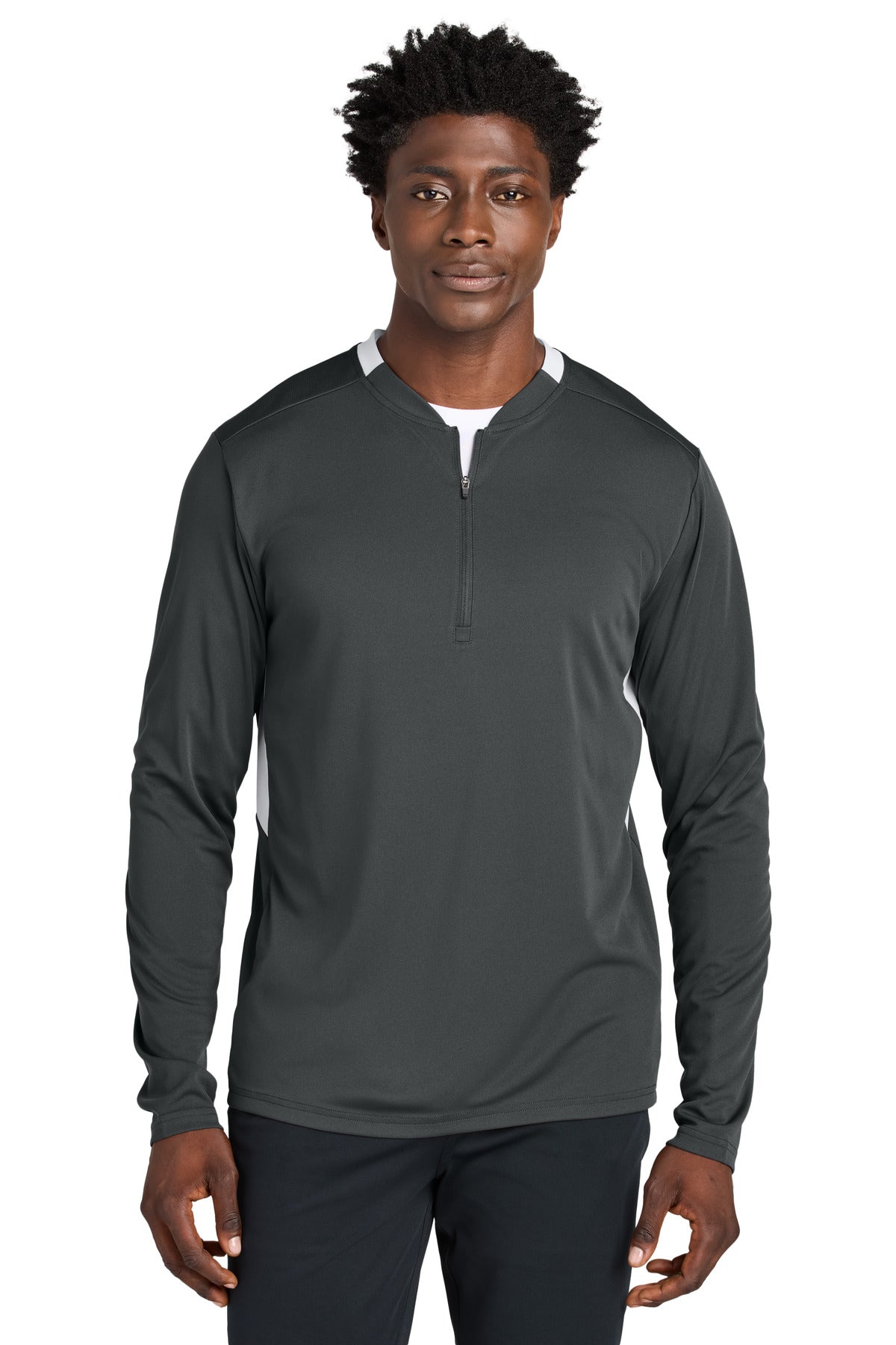 Sport-Tek Club 1/4-Zip Pullover ST443 Iron Grey/ White