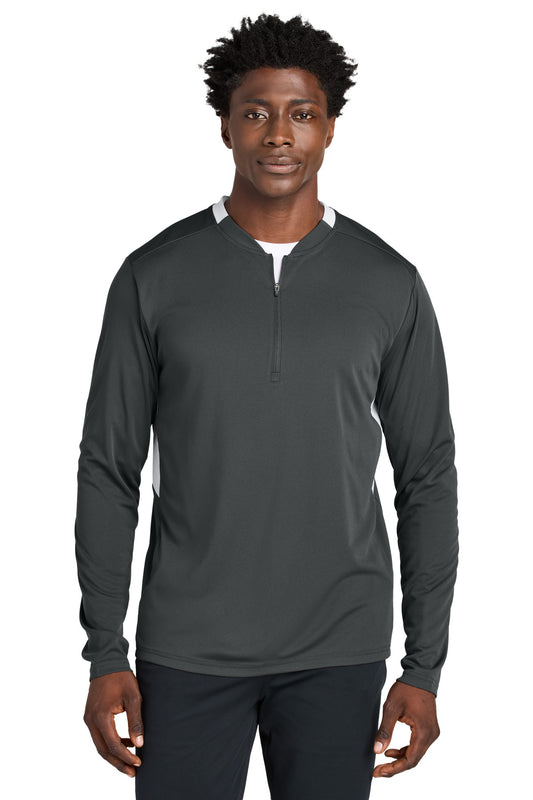 Sport-Tek Club 1/4-Zip Pullover ST443 Iron Grey/ White