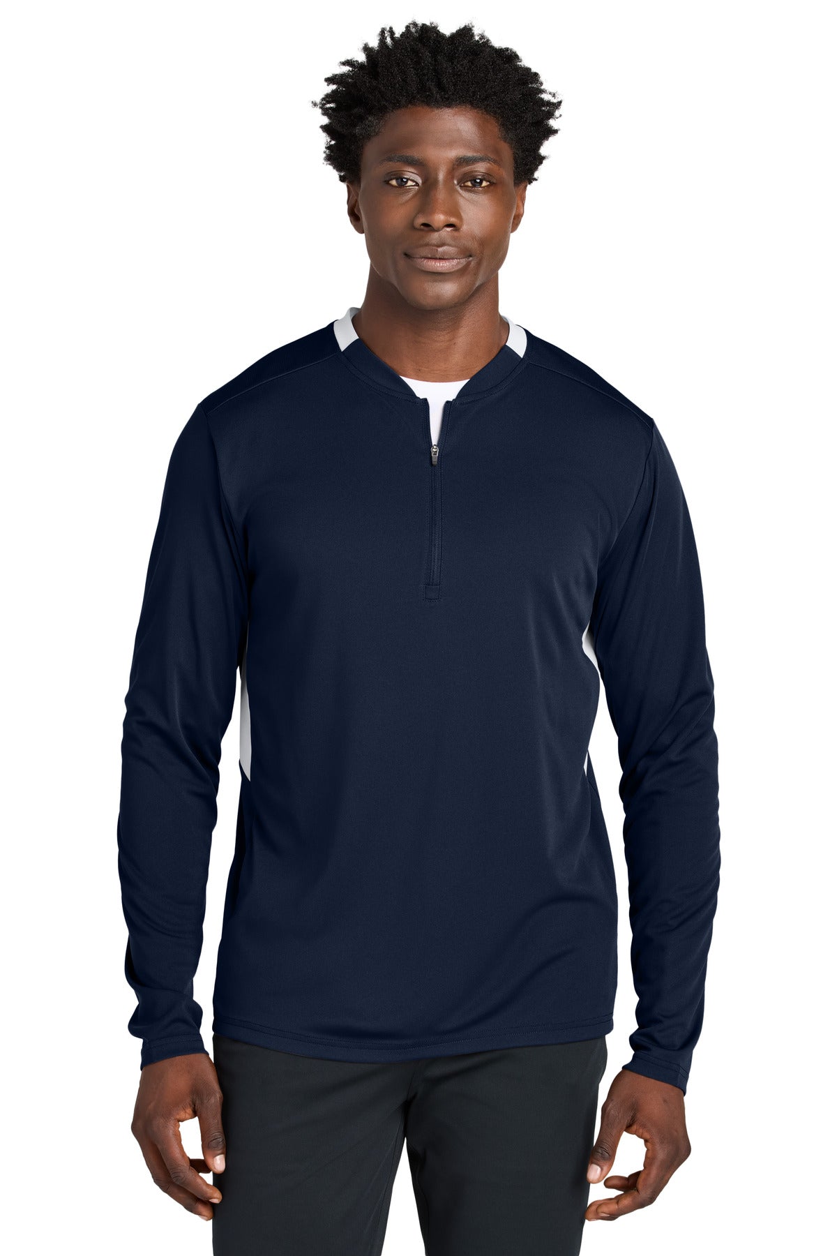 Sport-Tek Club 1/4-Zip Pullover ST443 True Navy/ White
