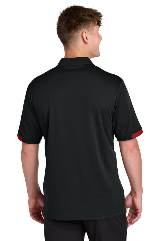 Sport-Tek Club Colorblock Polo ST444 Black/ Deep Red