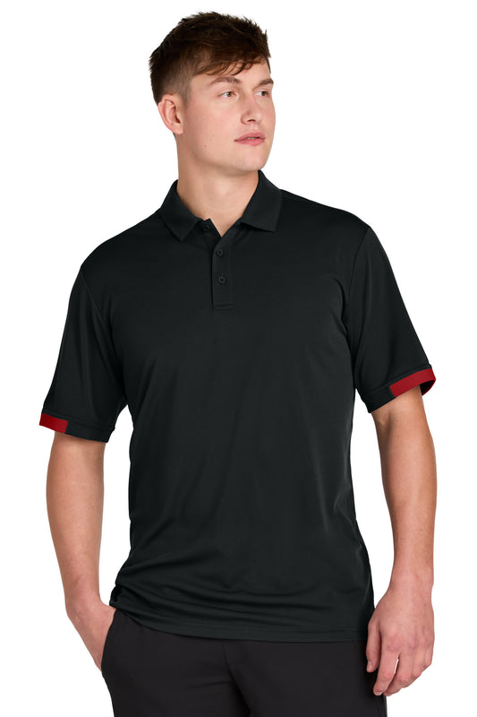 Sport-Tek Club Colorblock Polo ST444 Black/ Deep Red