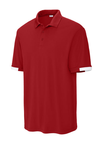 Sport-Tek Club Colorblock Polo ST444 Deep Red/ White