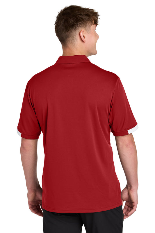 Sport-Tek Club Colorblock Polo ST444 Deep Red/ White