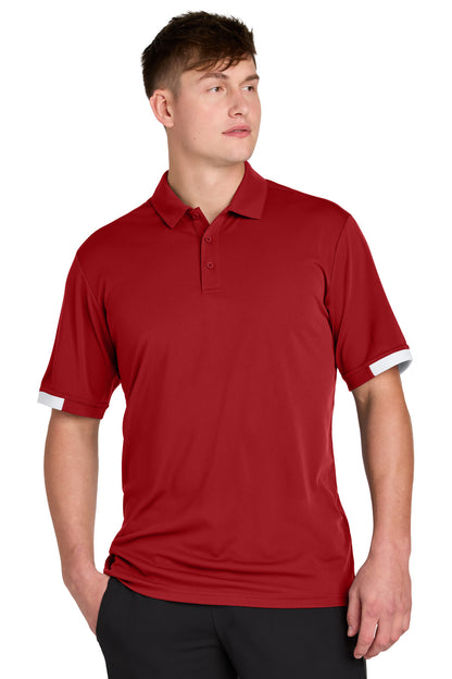 Sport-Tek Club Colorblock Polo ST444 Deep Red/ White