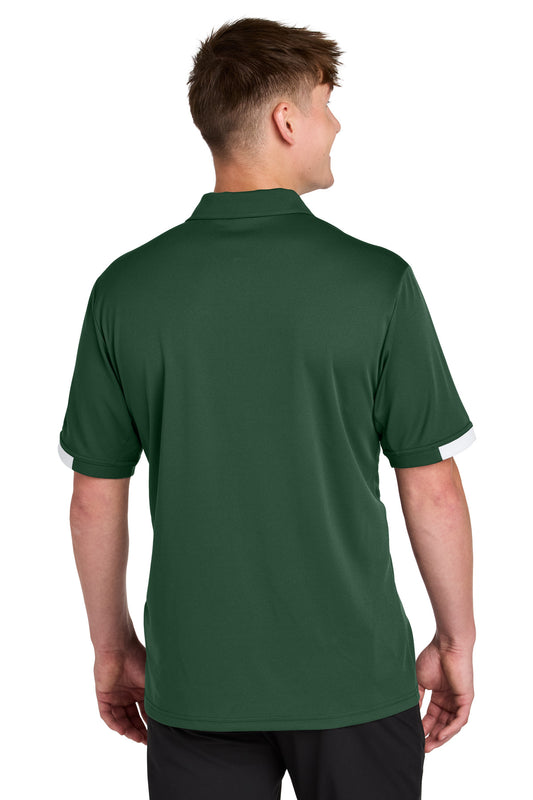 Sport-Tek Club Colorblock Polo ST444 Forest Green/ White