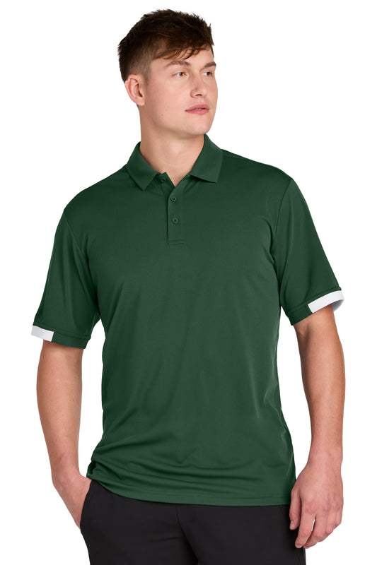 Sport-Tek Club Colorblock Polo ST444 Forest Green/ White