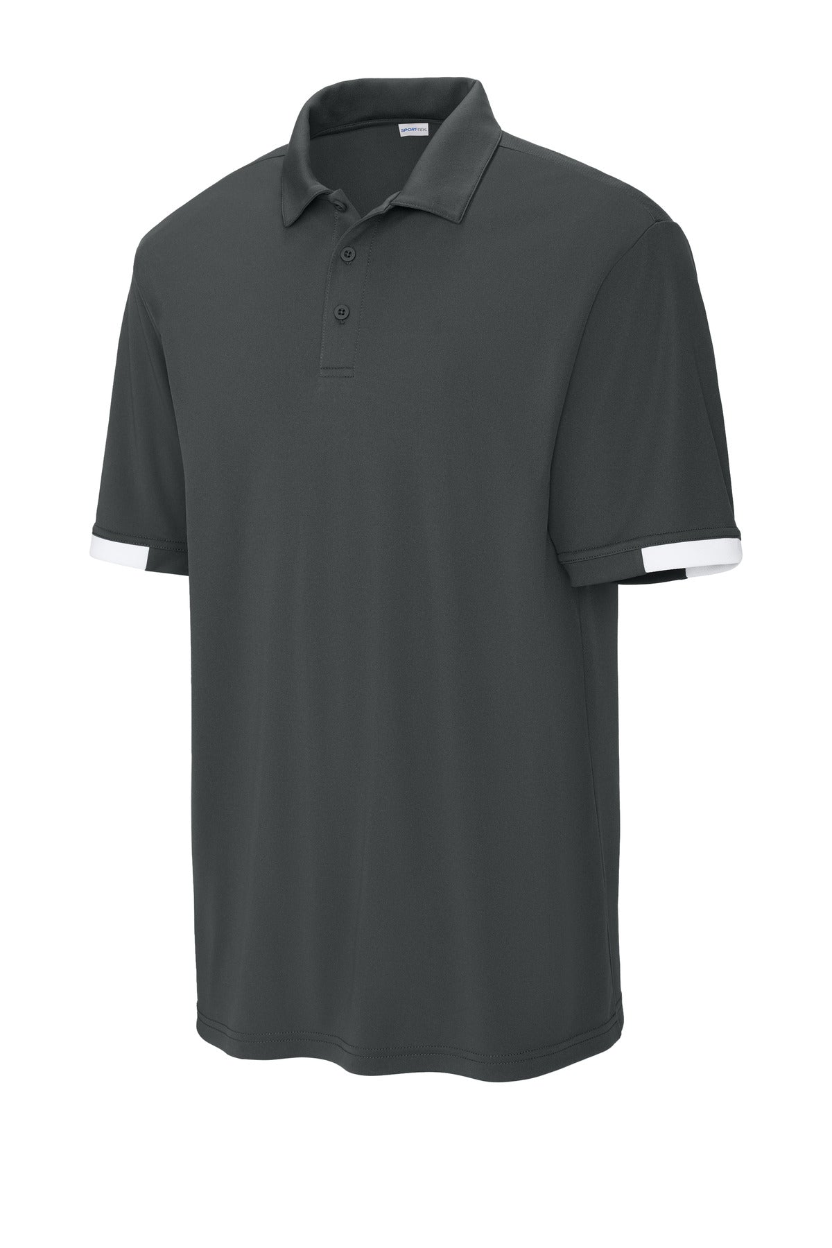 Sport-Tek Club Colorblock Polo ST444 Iron Grey/ White
