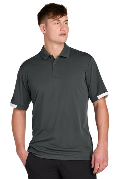 Sport-Tek Club Colorblock Polo ST444 Iron Grey/ White