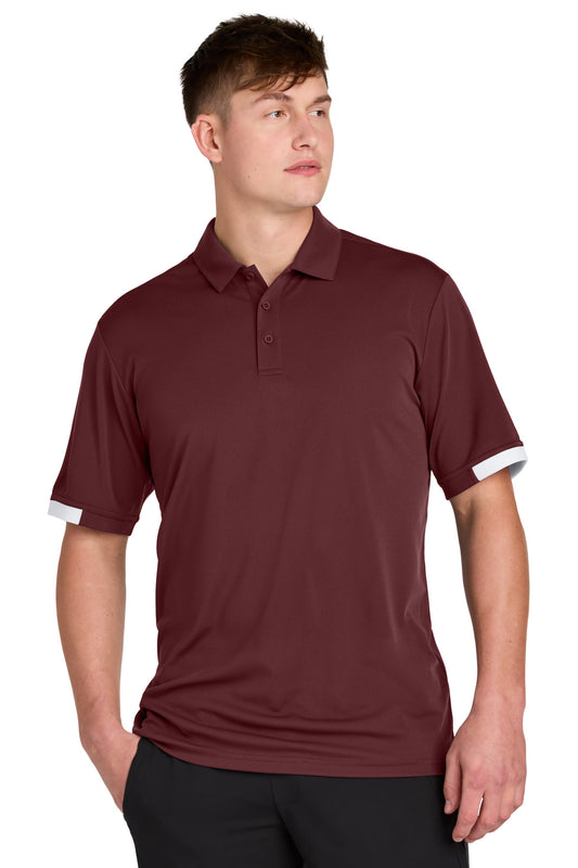 Sport-Tek Club Colorblock Polo ST444 Maroon/ White