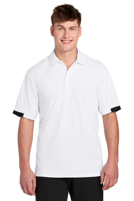 Sport-Tek Club Colorblock Polo ST444 White/ Black