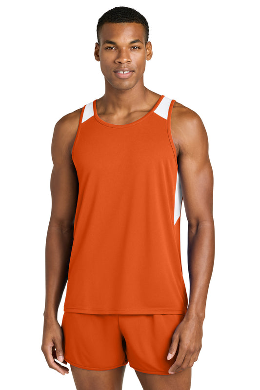 Sport-Tek Club Track Tank ST446 Deep Orange/ White