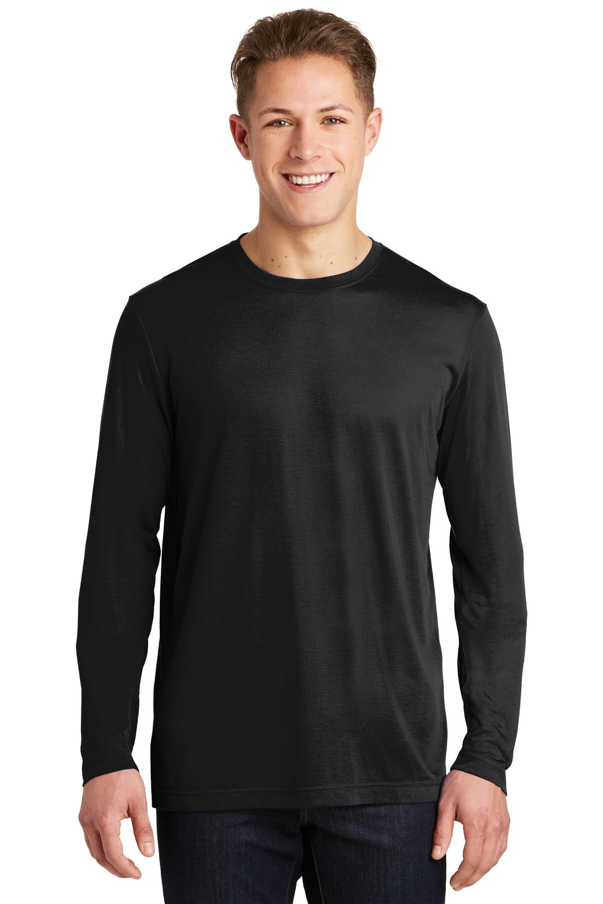 Sport-Tek Long Sleeve PosiCharge Competitor Cotton Touch Tee. ST450LS Black