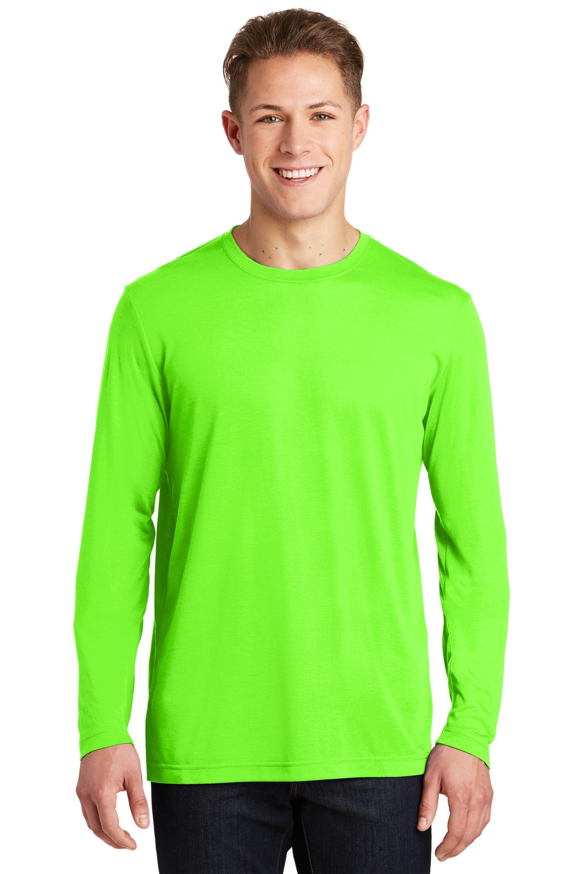 Sport-Tek Long Sleeve PosiCharge Competitor Cotton Touch Tee. ST450LS Neon Green