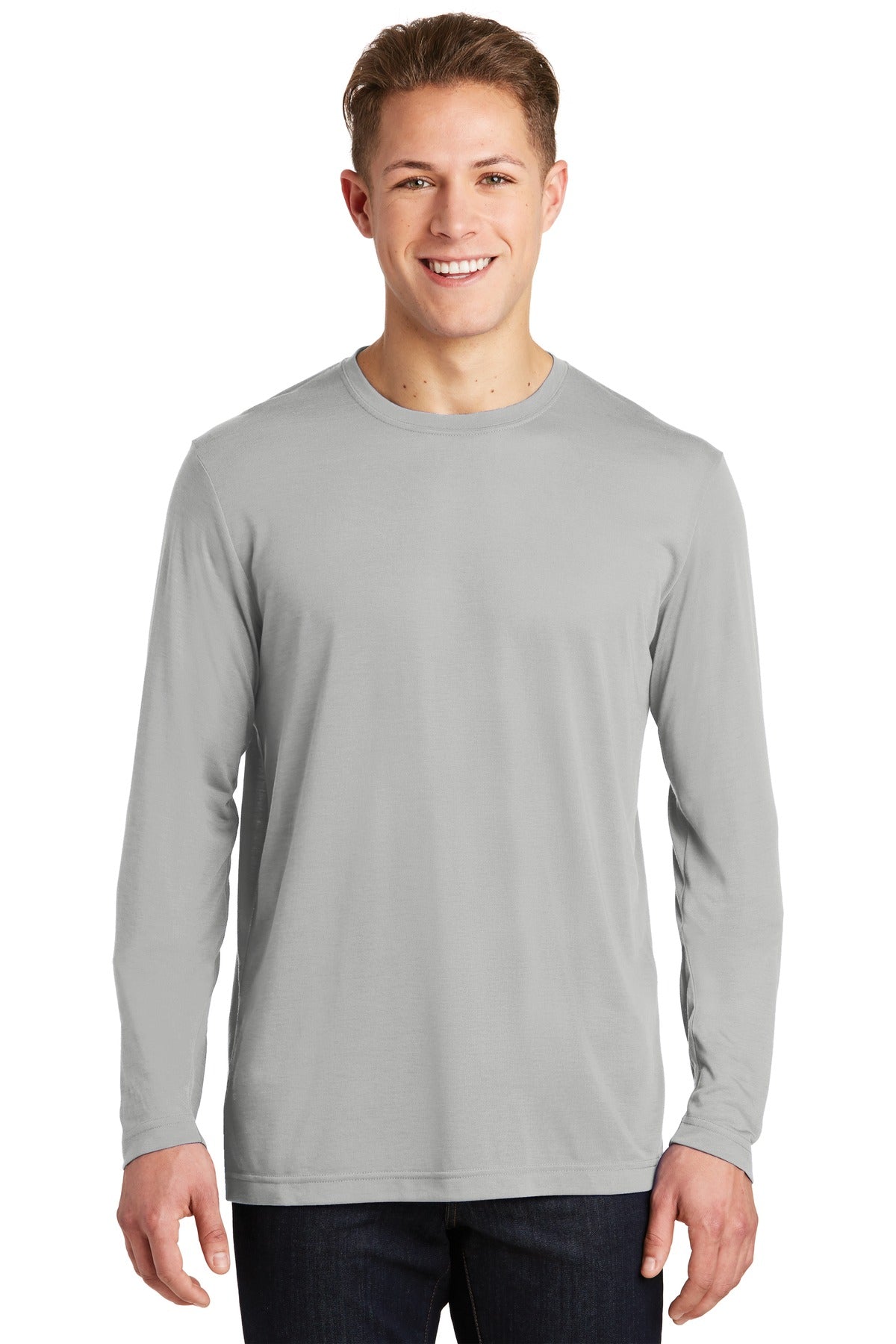 Sport-Tek Long Sleeve PosiCharge Competitor Cotton Touch Tee. ST450LS Silver