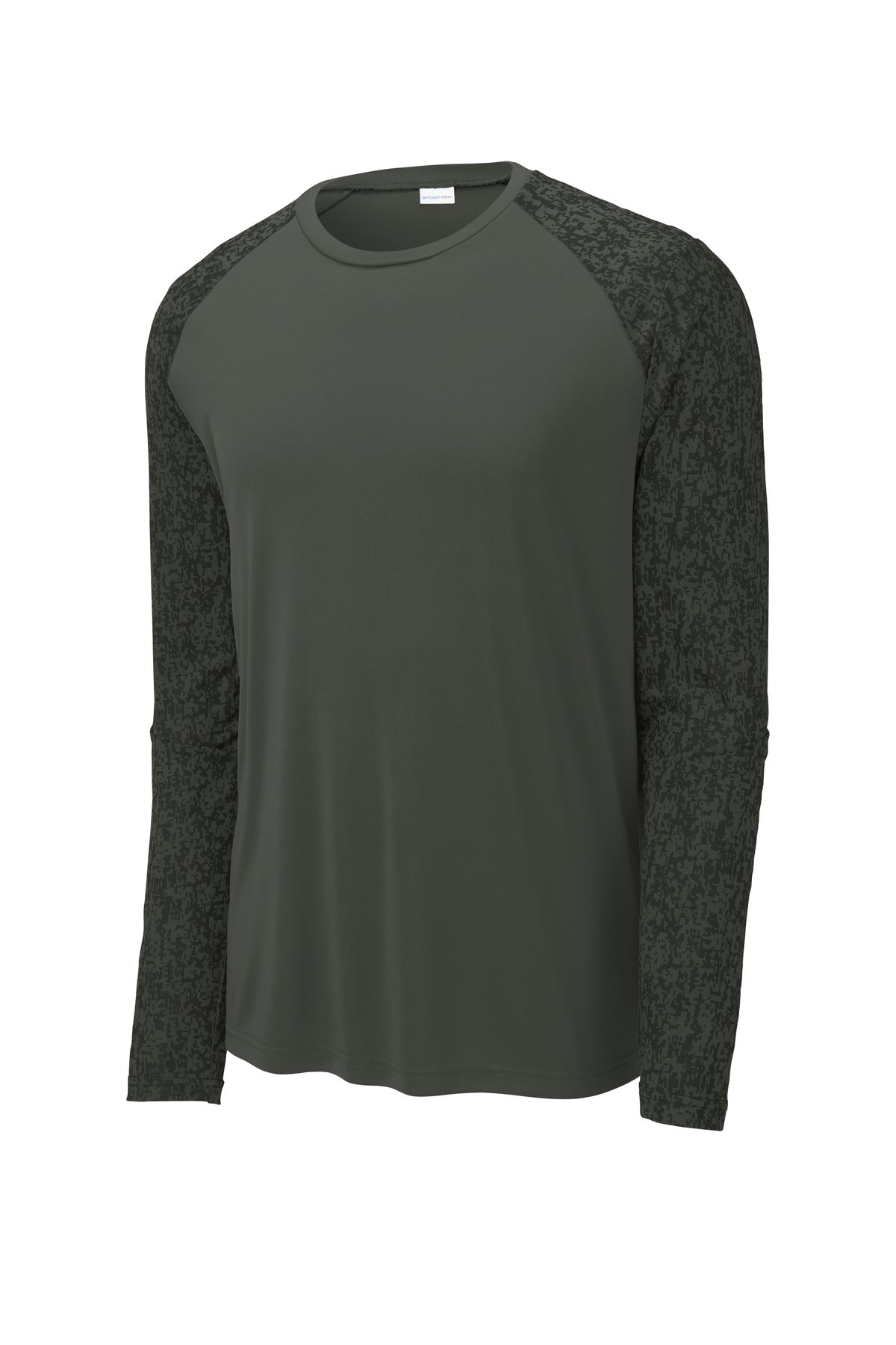 Sport-Tek  Long Sleeve Digi Camo Tee. ST460LS Black