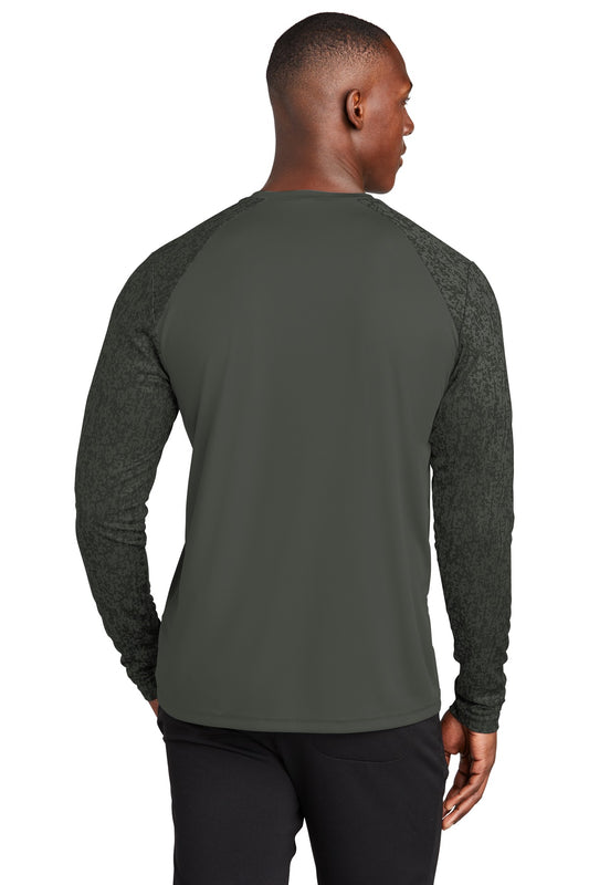 Sport-Tek  Long Sleeve Digi Camo Tee. ST460LS Black