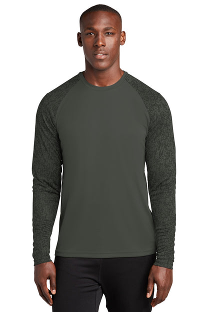 Sport-Tek  Long Sleeve Digi Camo Tee. ST460LS Black