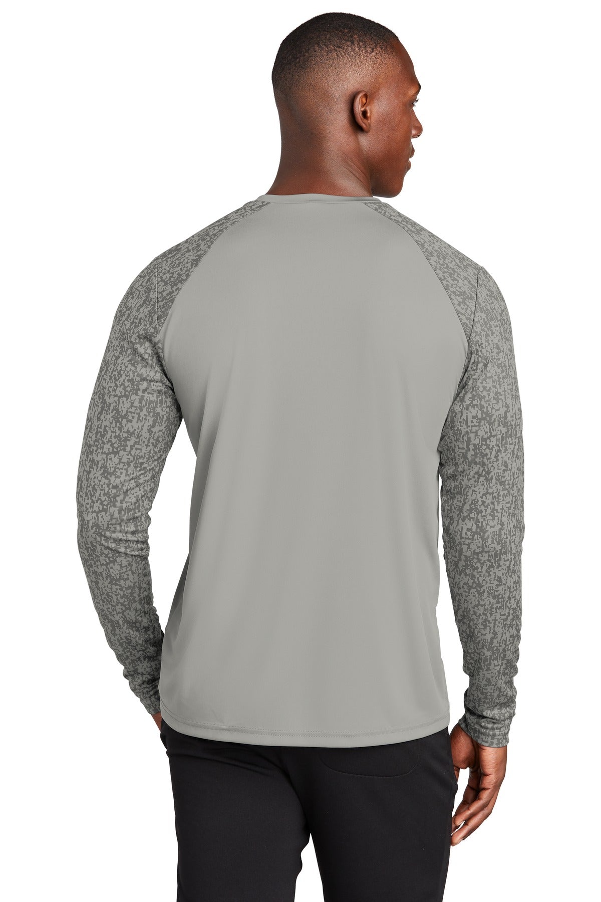 Sport-Tek  Long Sleeve Digi Camo Tee. ST460LS Grey Concrete