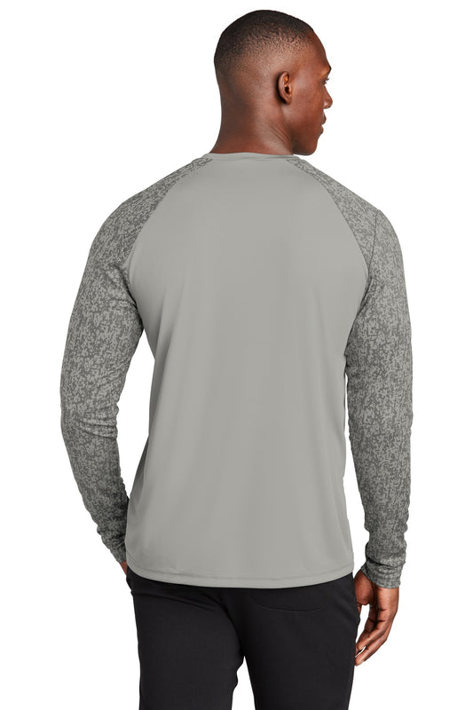 Sport-Tek  Long Sleeve Digi Camo Tee. ST460LS Grey Concrete