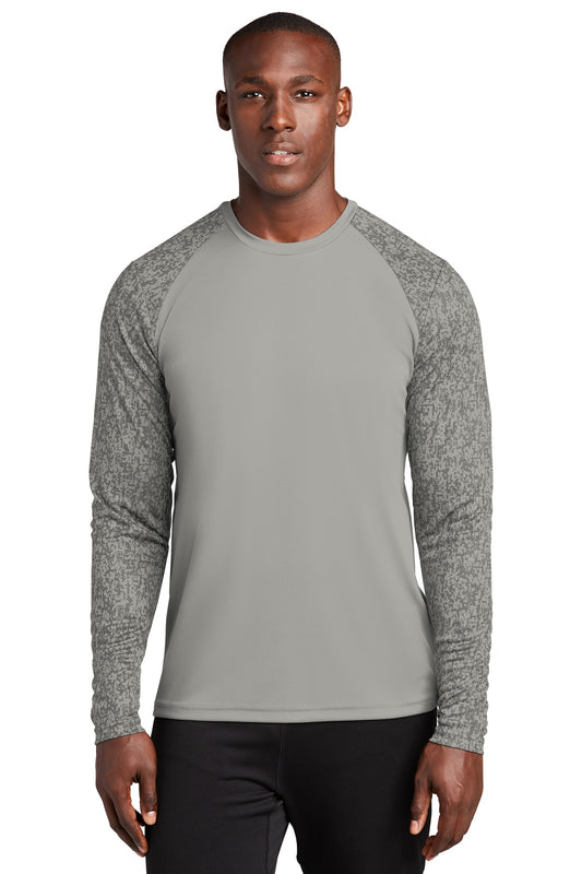 Sport-Tek  Long Sleeve Digi Camo Tee. ST460LS Grey Concrete
