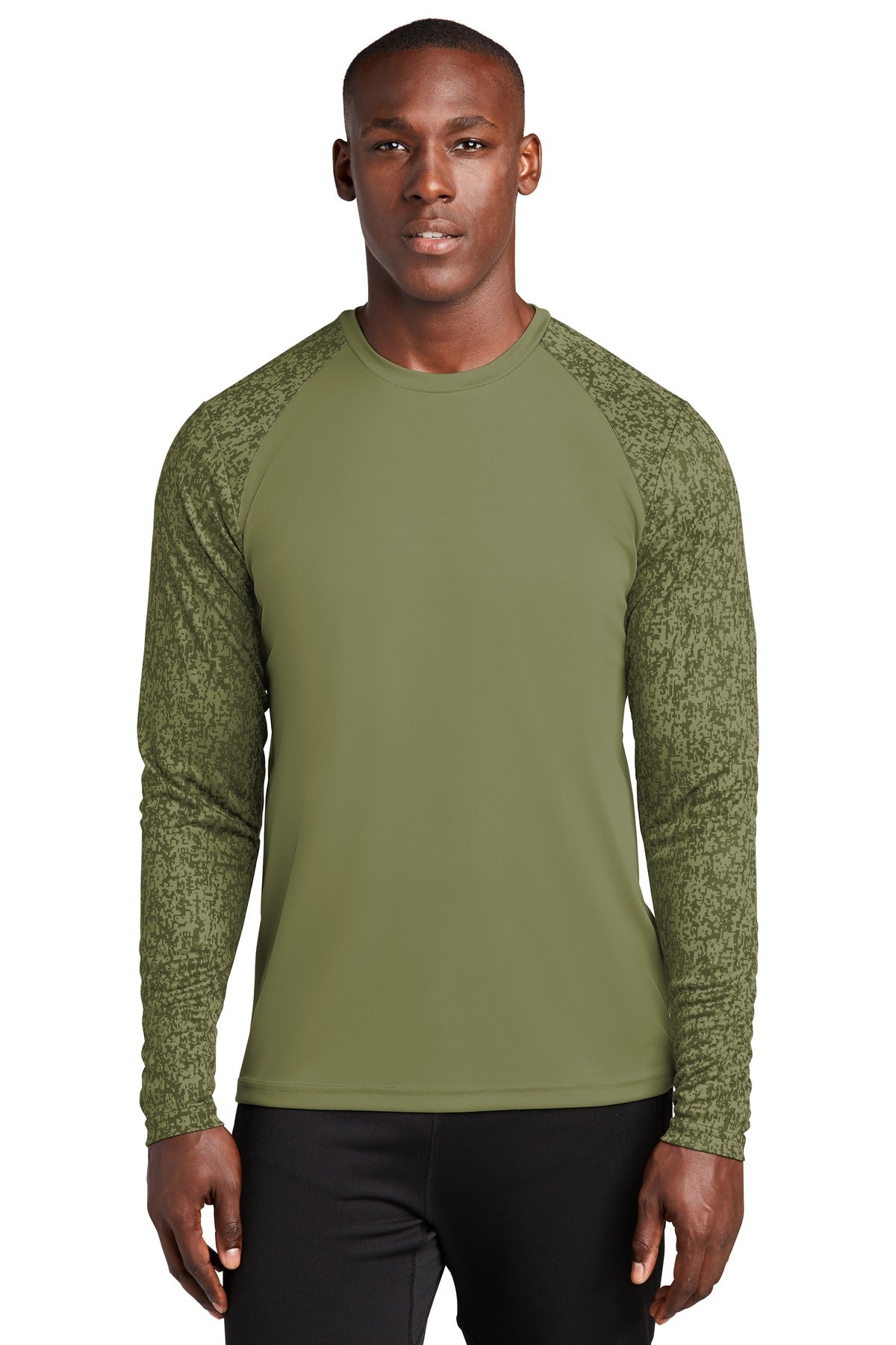 Sport-Tek  Long Sleeve Digi Camo Tee. ST460LS Olive Drab Green