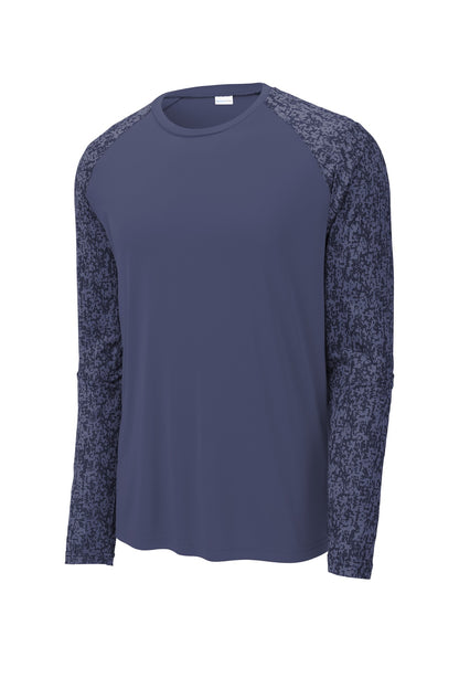 Sport-Tek  Long Sleeve Digi Camo Tee. ST460LS True Navy